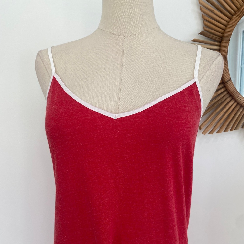 Victoria's Secret Red White Trim Cami Mini Dress Loungewear Coquette M - Picture 2 of 12
